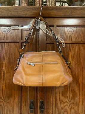S-ZONE Brown Pebbled Leather Hobo Shoulder Bag Handbag Zip Closure Purse Medium